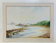 Hutchison, T.S (Scottish School) Watercolour - North Berwick Glen (east) golf course, coastal