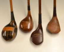 4x assorted fairway woods - striped top brassie with fibre face insert; Auchterlonie gold medal