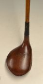 Fine and scarce R Forgan Golf Medal large headed driver with central aluminium sole plate and fitted