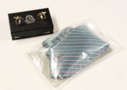 Collection of Solheim Golf Team Players Husband's cufflinks and tie - pair enamel and brass