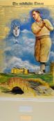 Robert T Jones Jnr golf display with facsimile signature - display consists of a copy print of The