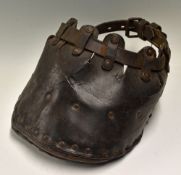 Equestrian - Large Horse Lawn Leather Mowing Shoe Victorian, with buckle and strap to the back of