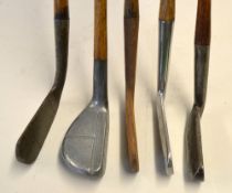 5x assorted putters to incl Standard Golf Co New Mills RNG model alloy mallet head (good hosel),