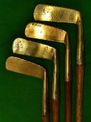 4x brass headed park putters - 2x stamped Edco - 3 with grips.