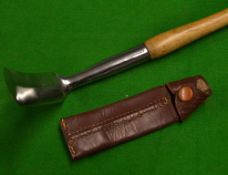 Fine Holtzapffel stainless steel curved blade weed cutting club - fitted with thickened wooden
