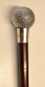 Bramble pattern white metal golf ball handle walking stick - overall 36