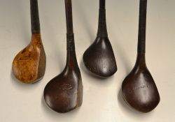 4 various scare head and socket head woods - incl T Walker, J Tickle (bowed shaft), Gibson