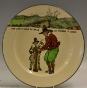 Royal Doulton Golfers series ware plate - decorated with Crombie style golf figures and saying 