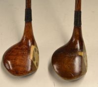 2x Good playable lofted woods to incl Maxmi Patent round sole baffie with large ivorine central face