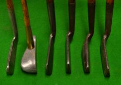 6x assorted putters - 2x Gem one stamped The Bogee with Skelton cleek mark and the other Lion