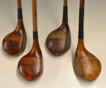 4x various woods to incl 2x Simpson striped topped large headed woods a driver and brassie; large