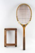 F.H. Ayres 'The Club Improved' Tennis Racket a 1935 tournament model for the Davis Cup, concave