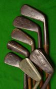 7x various golf irons - 2x flanged sole mashies by Winton and Hawkins; Francis Bradbeer round back