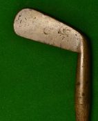 Scarce Forth Rubber Co Edinburgh thick brass blade putter c.1890 - neat makers circular stamp mark