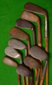 10 x various niblicks, mashie niblicks and mashies - 2x Gibson Smith Patent anti shank winged toe