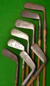 7x assorted metal blade putters - Nicoll Whippet with long blade, J B Halley, Accurate stamped