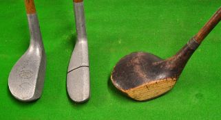 2x alloy putters and brassie golf club (3) - Triple X longnose alloy putter with sloping back and