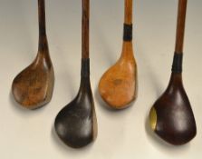 4x assorted woods: Tom Watt Scottish International back weighted brassie; T Currie Leith golden