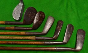 3x assorted putters and 4 assorted irons - D & W Auchterlonie St Andrews wry neck blade; Alex