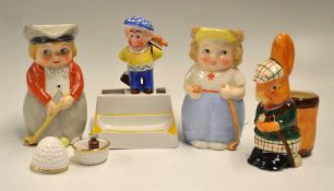 Interesting collection of various golfing ceramic items (5)- to incl Beswick Bunny Golfing figure