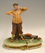 Nao by Lladro detailed ceramic humorous golfing scene - amusing golfing scene signed to the B