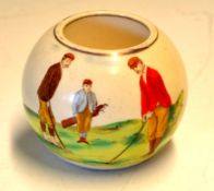 Carlton Ware golfing pottery matchstick holder c.1910 - hand-painted golfing scene, base stamped