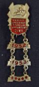 Hanley Speedway Stadium Supporters Club 1952 and 1953 Enamel Badge with 3x bars included, in red,