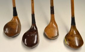 4x assorted woods incl a brassie and 4x drivers - Simpson Perfect Balance (wood worm); R Thompson