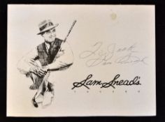 Sam Snead US Open and Masters Golf Champion signed golfing dinner menu - signed on the cover of 