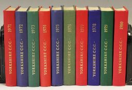 Yorkshire County Cricket Club 1971 to 1980 Year Books - all hard-back books, all in generally good