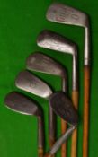 6x various irons - 2x James Braid Autograph incl the Giant Niblick and Medium iron (3