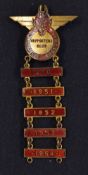 1950-1954 Plymouth Devils Speedway Supporters Club Enamel Badge with 5x date bars, with Devil