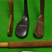 Interesting collection of irons and putters (4) - deep ribbed face backspin lofter; Bussey Patent