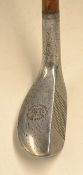 Mills Standard Golf Co CB No.1 Cleek alloy wood with makers shaft stamp below the original hide grip