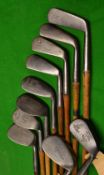 10x assorted iron - The Master large round head mashie for Willie Watt Epsom; Winton jigger; 2x J