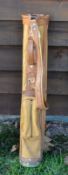 Good Burton Mfg & Co Alabama leather and canvas round golf club bag - c/w leather golf club divider,