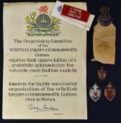 Athletics - Commonwealth Games Cardiff 1958 Blue Enamel Officials Badge surmounted with Red Dragon