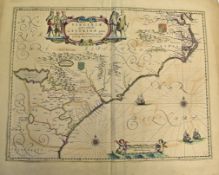 United States - Early Large Map Of The Colonies Of The Colonies Of Virginia And Florida By Blaeu