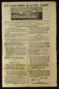 Stamford Races 1827 A Large Early Poster For Horse Racing - Featuring fine detailed illustration