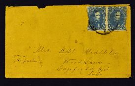 Confederate States - A Scarce Pair Of Early Confederate 5 Cents (Pen Cancelled) Bluestamps - With