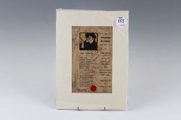 1907 Pewter Supper Signed Publication signed to the front in pencil by many Cartoonists,