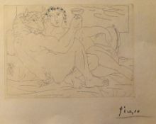 1930s Signed Pablo Picasso Vollard Suite Etching signed to the mount, measures 44x34cm approx.