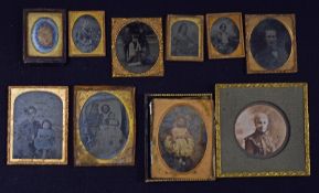 Selection of Vintage Dagatypes with various personal scenes, with gilted frames, condition fair