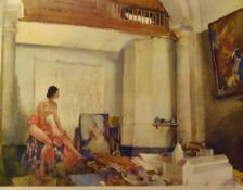 Sir William Russell Flint R.A (1880-1969) Signed Colour Print depicts a semi-nude female, signed