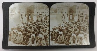 India & Punjab - Amritsar Stereoview A vintage photographic stereoview Of Sikh School children at