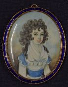 Portrait Miniature of a Child with long brown hair c.1800 possible Abraham Daniel (d.1806)