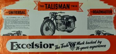 Excelsior Motor Cycles. 1949 Sales Catalogue - Fold out catalogue illustrating and detailing their