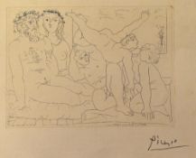 1930s Signed Pablo Picasso Vollard Suite Etching signed to the mount, measures 44x34cm approx.