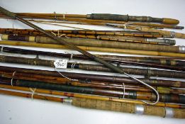 Fishing Tackle - Selection of Various Fishing Rods to include many unnamed, largely bamboo, with
