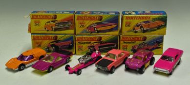 Matchbox Superfast 1970s Models to include 30 Beach Buggy, 54 Ford Capri (box flap damaged), 64